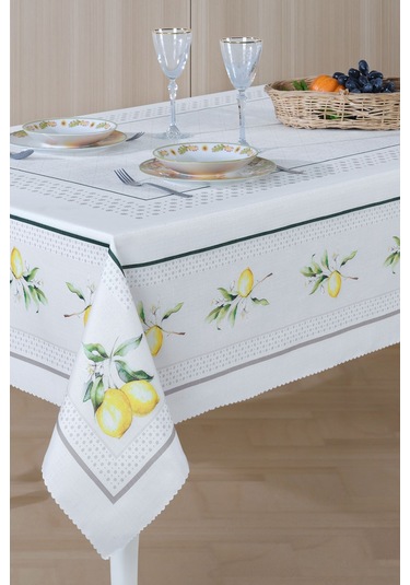 Elart Limonlu Masa Örtüsü Baskılı 160x220 Cm Renksiz