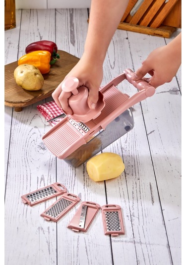 Cooker 5 Bıçaklı Hazneli Lüx Paslanmaz Çelik Rende Ckr3379-pembe Pembe