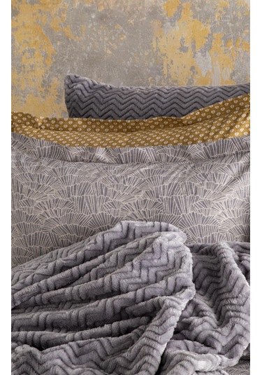 Çift Kişilik Paolina Gri Yatak Örtülü Nevresim Set Gri