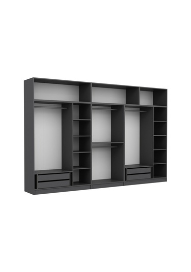 Minar Kale 8 Kapaklı 2 Aynalı 4 Ç Dolap Ve Yüklük Antrasit Dore 255cm Çok Renkli