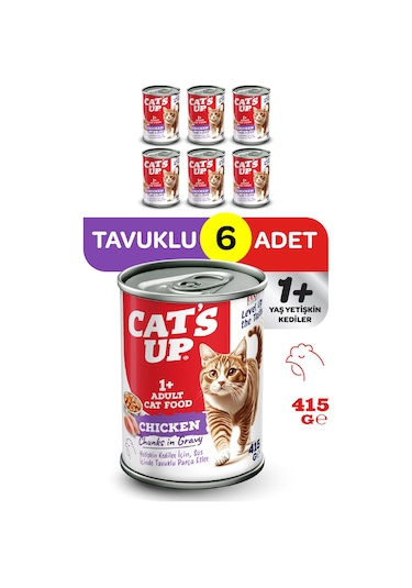 Cats Up Yaş Yetişkin Kedi Maması Tavuklu 415gr 6lı