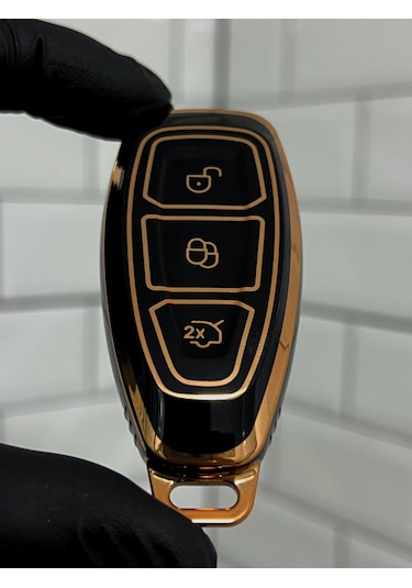 Ford Kuga Focus Mondeo Bmax Cmax Smax Uyumlu Anahtar Kılıfı Gold - Siyah