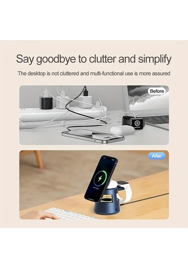 Xuweiwei Metal Gri 4lü 1 Arada Katlanabilir Kablosuz Sarj Cihazi Ve Kilif Hizli Sarj Istasyonu İphone İwatch Uyumlu