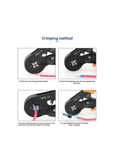 Vkemall Hsc8 6-4a Dört Köşe Boru Terminale Soğuk Pres Crimp Aleti, Su Gölü Yeşili Kaymaz Tutamaklı, 0.25-10m /23-7awg El Aracı
