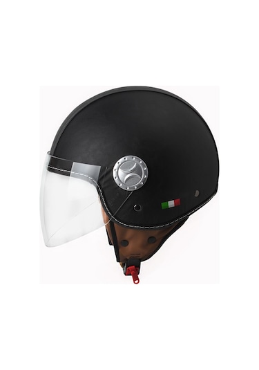 Sway 701 Yarım Yazlık Kask Deri Kaplı Mat Siyah