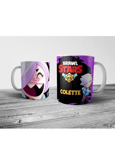 Brawl Stars Colette Kişiye Özel Isimli Kupa Bardak Ve Altın Coin Figür Seti Beyaz