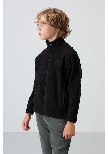 Tommy Life Siyah Kalın Yumuşak Dokulu Standart Fit Nakışlı Polar Erkek Çocuk Sweatshirt - 11223 Siyah
