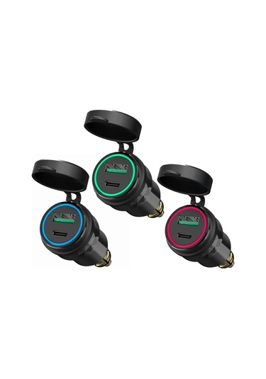 Motion003 Kırmızı Işık Alüminyum Motosiklet Güç Adaptörü Dın Hella Fişi Qc 3 0 Usb T