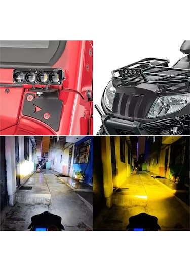 4 Ledli Beyaz-sarı Delici Led Sis Farı Off Road Kamyon Tır Forklift 12-24v Uyumlu 1 Adet