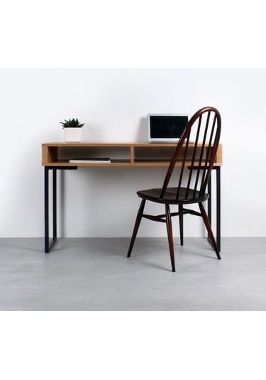 Urba Masif Doğal Ahşap Çalışma Masası Siyah
