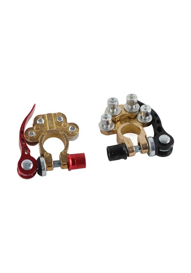 Moveevo Messingli Akü Terminali Bağlayıcı Kırmızı + Siyah - 4 Yollu Bağlantı, Sarımsaklı Malzeme, Sae/jıs Uyumlu, 45-200ah Aküler İçin, Hızlı Kurulum Anahtarı