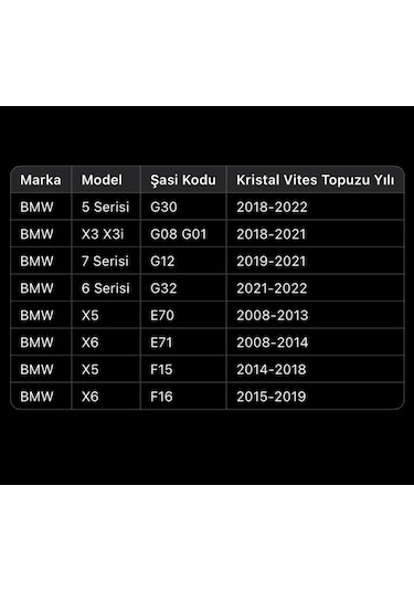 Bmw X6 F16 Kristal Vites Topuzu 2015-2019 Kristal