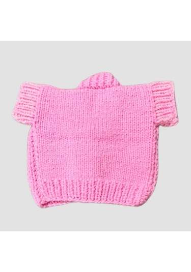 Uretti - Gülnur 2184 - El Örgüsü Çiçek Motifi Çoraplı Kız Çocuk Hırka 1 Yaş - Pembe Pembe