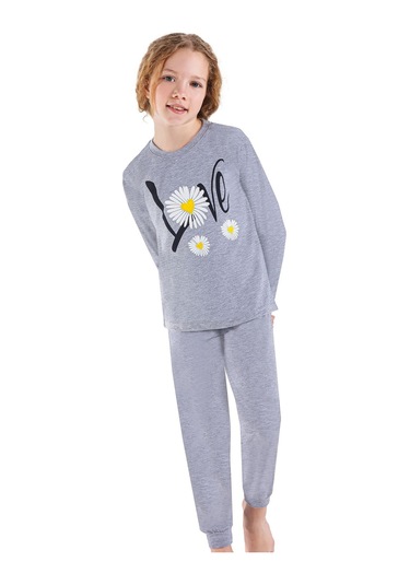 Ersoy 747u Kız Çocuk Uzun Kollu Pijama Takımı-gri Gri