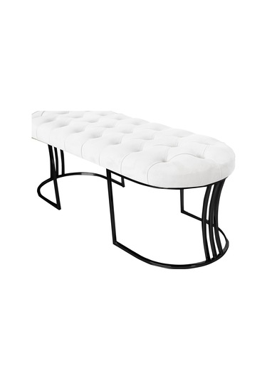 Viego Siyah Bench Puf Beyaz