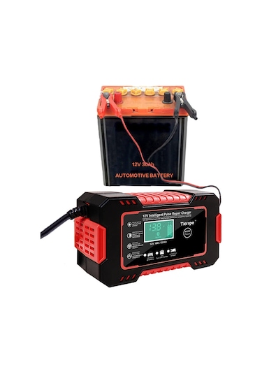 Araç Akü Şarj Cihazı Tam Oto Motosiklet 12 V 6a Darbe Onarım Lcd Ekran Akıllı Yellow Eu Plug