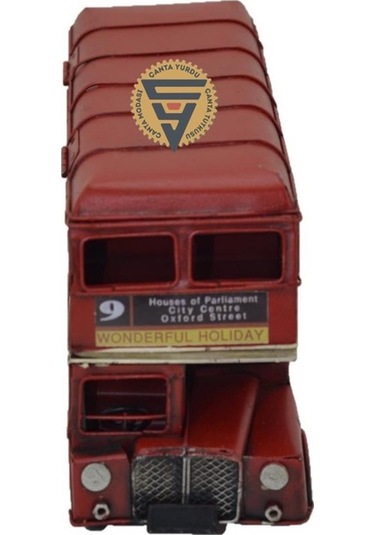 Dekoratif Nostaljik Metal Vintage London Bus Kırmızı