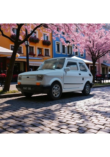 Nostaljik Metal Çek Bırak Beyaz Fiat 126 Araba Kapılar Açılır Diğer