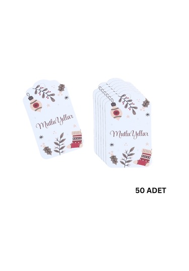 Yılbaşı Mutlu Yıllar Yazılı Hediye Etiketi, Çorap Temalı Paketlem