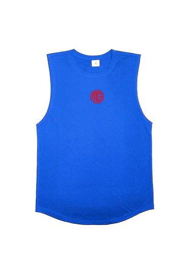 Mavi Muscleguys Yaz Fitness Spor Fiziksel Eğitim Yelek Erkek Bol Kolsuz Tişört