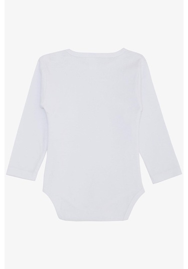Breeze Erkek Bebek Çıtçıtlı Zıbın Body Mutlu Dinozor Baskılı 9 Ay-3 Yaş, Beyaz Beyaz