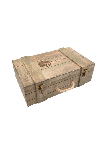 Şarap Şisesi Kutusu 2'li Ahşap El Yapımı Doğal Ahşap Hediyelik