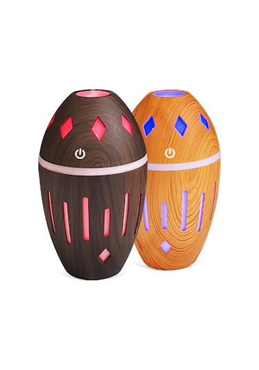 Ruicoo Masaüstü Ultrasonik Nemlendirici, 300ml, Uyumlu Koku Yağı Dağıtıcı, Renkli Gece Lambası, Usb İle Hızlı Kurulum, Derin Ahşap Desenli