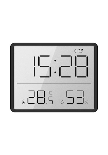Hpytech Mıknatıslı Dijital Mini Saat Lcd Ekran, Sıcaklık Ve Nem Siyah