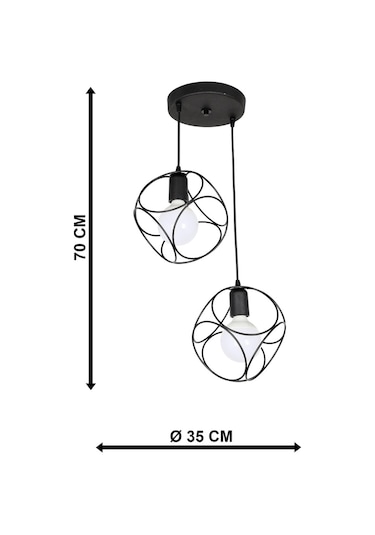 Modern Metal Çember Siyah 2.Li Avize