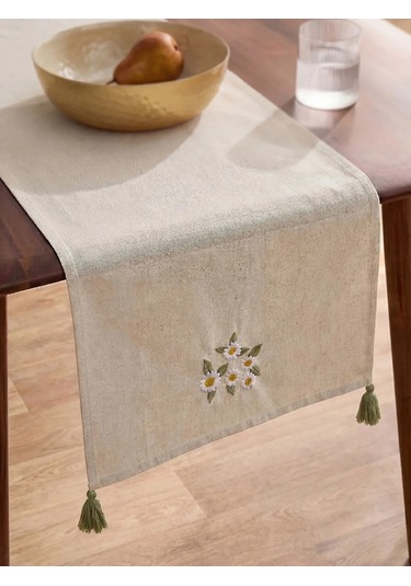 Karışık Çiçek Nakışlı Runner 45x150 Cm