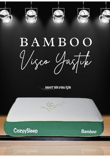Visco Bamboo Yastık Boyun Fıtığı Boyun Düzleşmesi Destekli Lüks Yastık Taşıma Çantalı