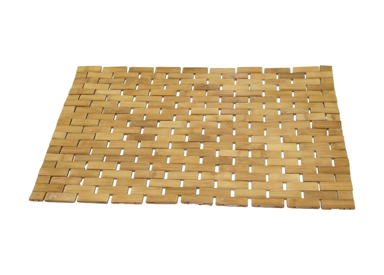 Dikdörtgen - Bambu Kaydırmaz Banyo Paspası 42x62cm Kahverengi