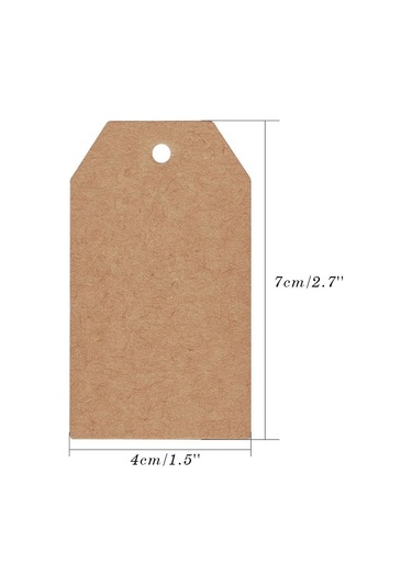 100 Paket Kraft Kağıt Hediye Etiketi, 4cm X 7cm, Burl'lu Askılı E