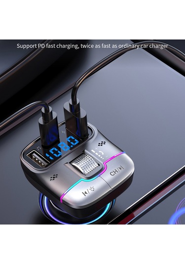 Jeehugo Siyah Araç Mp3 Çalar Bluetooth 5.3 Pd25w Hızlı Şarj Fm Transmitter免提 Konuşma无损 Ses Çalma Çift Usb Portlu 12-24v Uyumlu