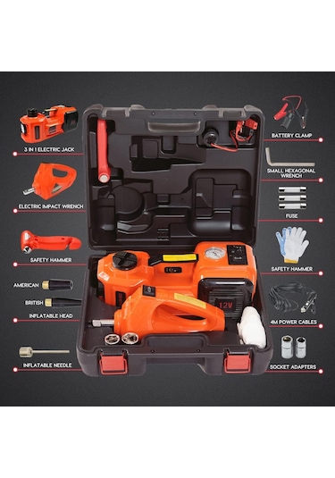 Elektrikli Araba Kriko Kiti 5 Ton 12v Hidrolik Kriko Seti