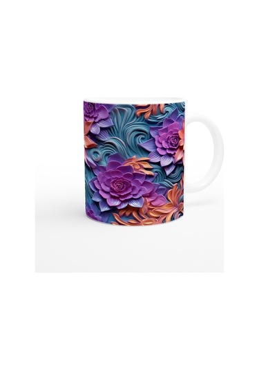 Büyülü Akşam Işığı Çiçek Desenli Kupa Bardak Karışık Renkli