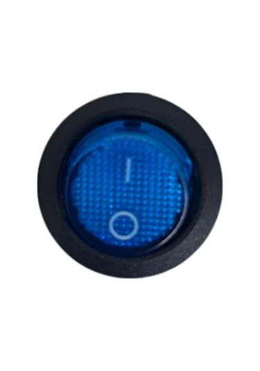 Yuvarlak On-off Işıklı Anahtar 3 Pin Mavi Switch 10 Adet