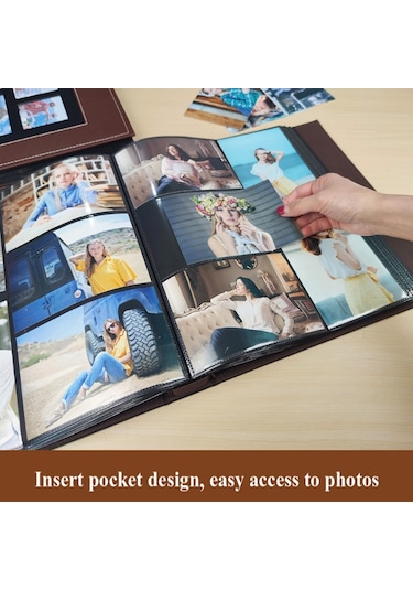 6 İnç 600 Yaprak Deri Kapak Fotoğraf Albümü Aile Fotoğraf Albümü Depolama Kitabı Siyah