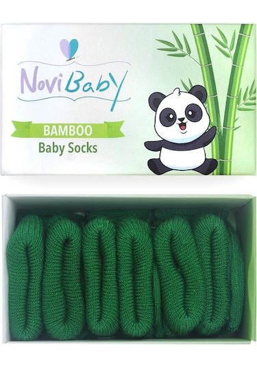 Novibaby 3'lü Bambu Yenidoğan Bebek Çorabı I Pine Green I 0-6 ay "Karışık Renkli"