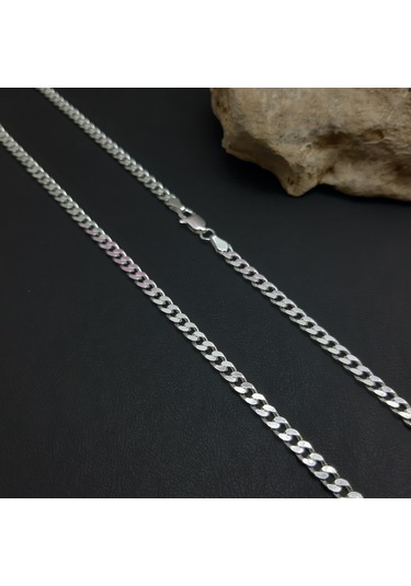 Bir Gümüş Aşkı 925 Ayar Gümüş Gurmet Erkek Zincir Kolye 3.8 MM