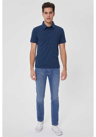 Lee Cooper Daker Erkek Polo Yaka T Shirt Indigo 1159 Indigo İndigo