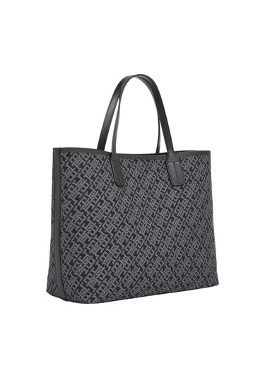 Th Icon Satchel Jacquard Kadın Siyah Çanta-10333 Black
