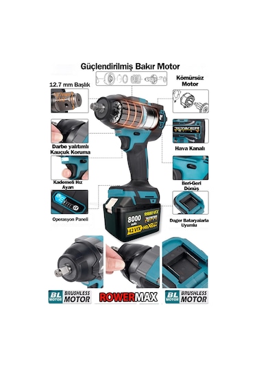 Rowermax 99880VFX 8000Mah Somun Sökme Makinesi