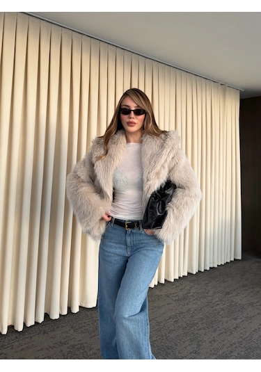 Laluvia Bej Kürk Mont - 9679 Bej