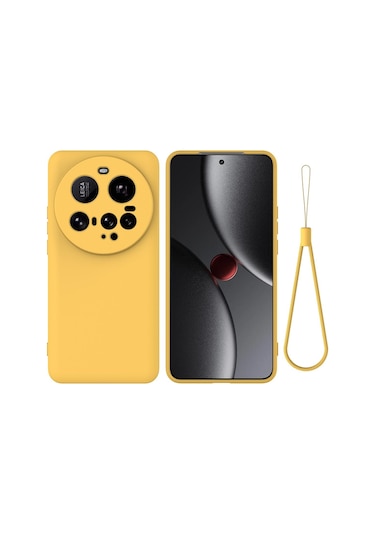 Xiaomi 15 Ultra Düz Renkli Sıvı Silikon Damlamaz Tam Kapsama Telefon Kılıfı Sarı