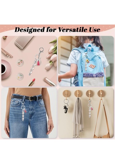 Gatherco Anahtarlık Yapım Seti - Kendin Yap Anahtarlıklar, 10 Boncuklu Anahtarlık Çubuğu, 10 Püskül, 10 Akrilik Boş Parça, Charm Anahtarlık Yapım Seti