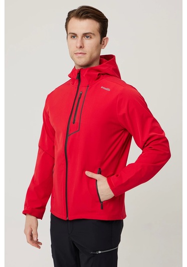 Campanula Softshell Mont - Su Ve Rüzgar Geçirmez, Nefes Alabilir, Outdoor Mont Kırmızı