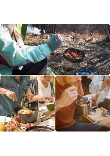 Ranyeek Titanium Yemek Ünitesi - Çatal, Kaşık, Bıçak Seti Outdoor Kamp İçin Taşınabilir Hafif Ve Dayanıklı Malzeme Gümüş