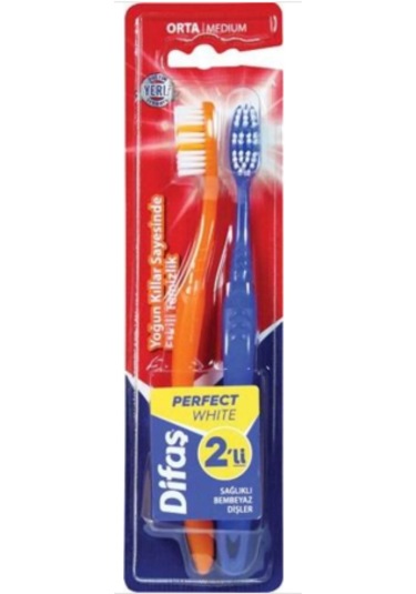 Difaş Perfect White Diş Fırçası Orta 2'li