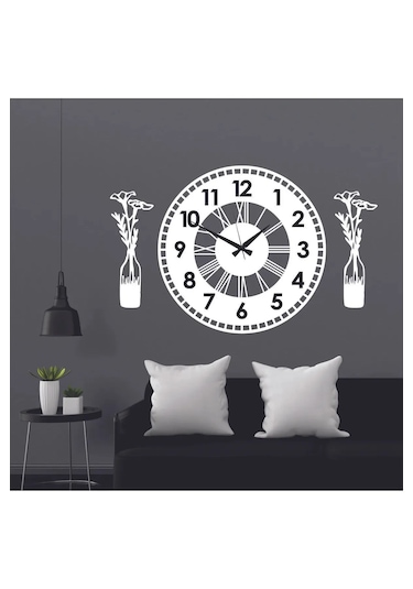 Vazo +roma Rakamlı Dekoratif Duvar Saat Ahşap